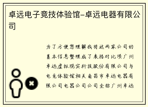 卓远电子竞技体验馆-卓远电器有限公司